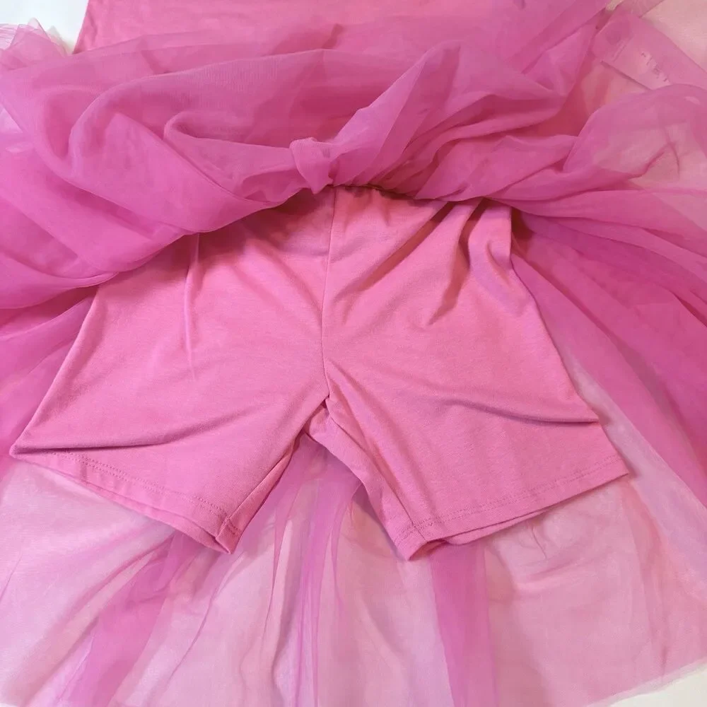 Wonder Nation Girls Hot Pink 2 Piece Set Tee & Fluffy Tutu Skirt Size 7 NWT